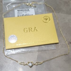 GRA Gold Heart Necklace with Moissanite